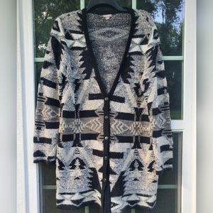 J Jill Aztec print oversized cardigan Cashmere EUC